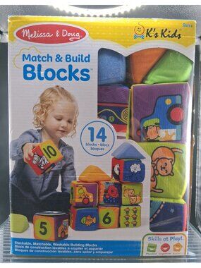 Melissa & Doug Match & Build Blocks 14-Piece Set For Ages 9M+